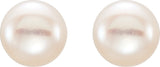 14K Yellow Gold 5-6 mm Cultured White Freshwater Button Pearl Earrings