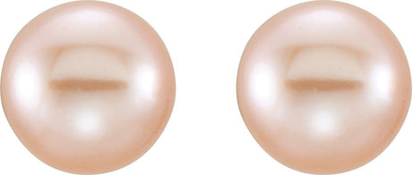 14K Yellow 5-6 mm Cultured Pink Freshwater Pearl Earrings