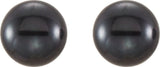 14K Yellow Gold 5-6 mm Cultured Black Freshwater Button Pearl Earrings