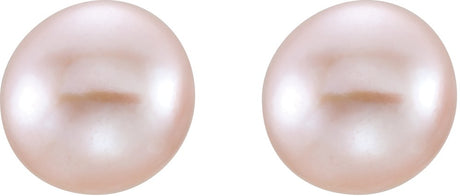 14K Yellow 8-9 mm Cultured Pink Freshwater Pearl Earrings