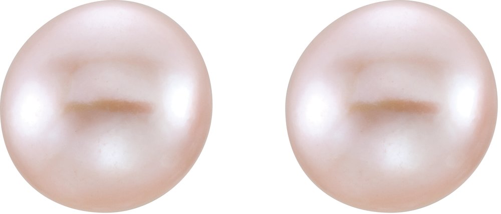 14K Yellow Gold 8-9 mm Cultured Pink Freshwater Pearl Earrings