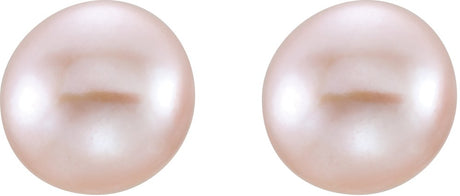 14K Yellow Gold 8-9 mm Cultured Pink Freshwater Pearl Earrings