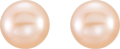 14K Yellow Gold 6-7 mm Cultured Pink Freshwater Pearl Earrings