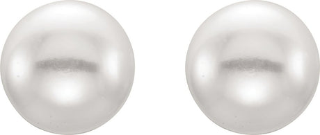 Sterling Silver 7-8 mm Cultured Black Freshwater Button Pearl Earrings