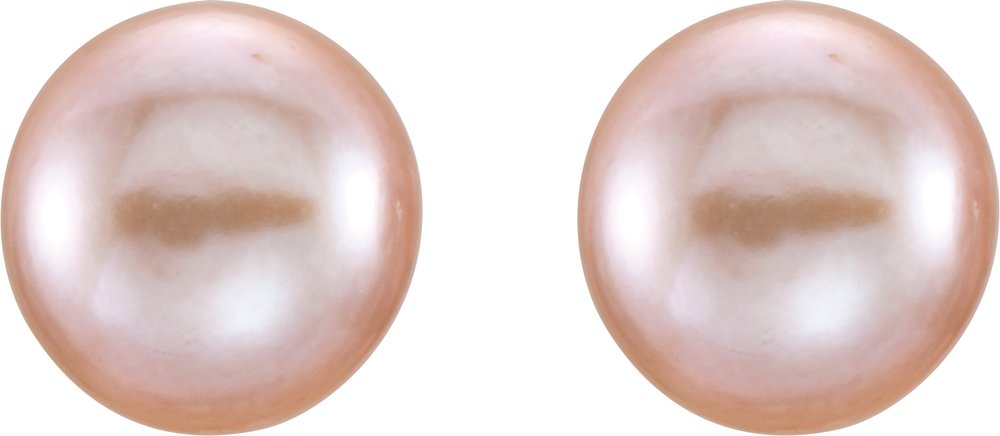 14K Yellow Gold 7-8 mm Cultured Pink Freshwater Pearl Earrings