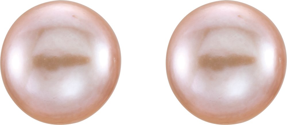 14K Yellow 7-8 mm Cultured Pink Freshwater Pearl Earrings