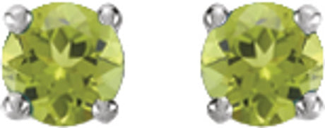 14K White Gold Natural Peridot Stud Earrings