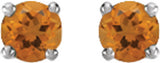 14K White Gold Natural Citrine Stud Earrings