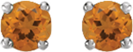 14K White Gold Natural Citrine Stud Earrings