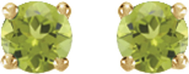 14K Yellow Gold Natural Peridot Stud Earrings