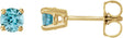 14K Yellow Gold Natural Blue Zircon Stud Earrings