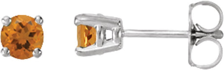 14K White Gold Natural Citrine Stud Earrings