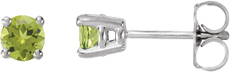 14K White Gold Natural Peridot Stud Earrings