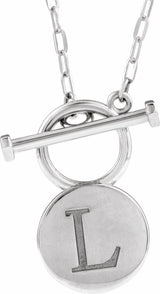Sterling Silver Engravable Toggle 18" Necklace