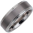 Tungsten 8 mm Satin Finished Band with Ridged Edges Size 7