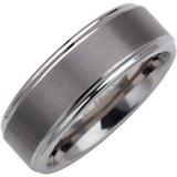 Tungsten 8 mm Stepped-Edge Inlay Comfort-Fit Band  Size 7