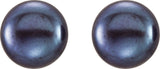 14K Yellow Gold 8-9 mm Cultured Black Freshwater Button Pearl Earrings