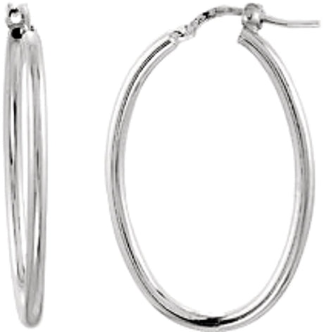 Sterling Silver 24x18 mm Tube Hoop Earrings