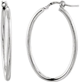 Sterling Silver 24x18 mm Tube Hoop Earrings