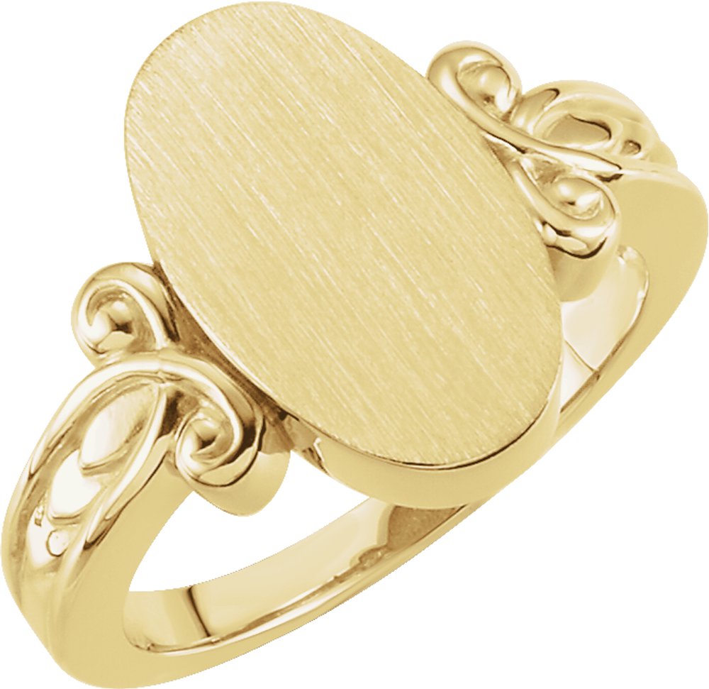 10K Yellow 15.2x9.2 mm Oval Signet Ring