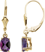 14K Yellow Natural Amethyst Earrings