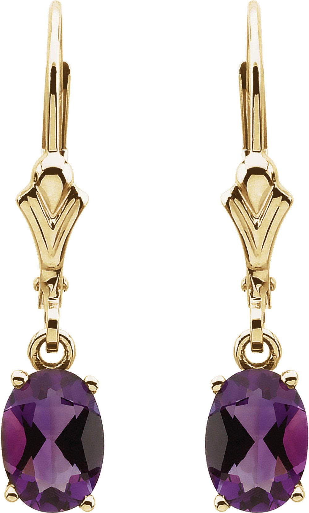 14K Yellow Natural Amethyst Earrings