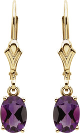 14K Yellow Natural Amethyst Earrings