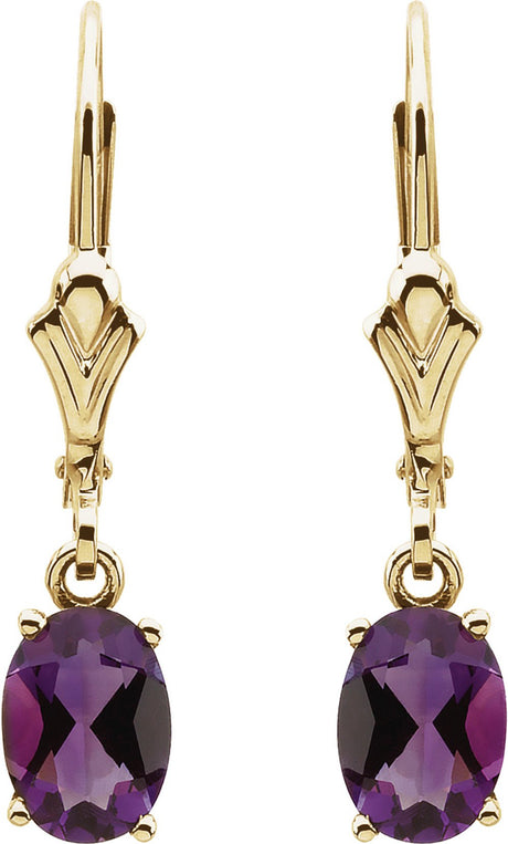 14K Yellow Natural Amethyst Earrings