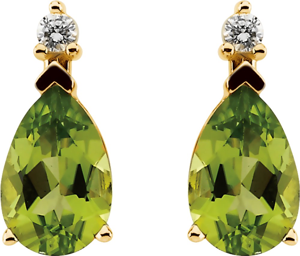 14K Yellow Natural Peridot & .04 CTW Natural Diamond Earrings