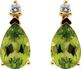 14K Yellow Natural Peridot & .04 CTW Natural Diamond Earrings