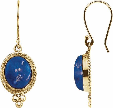 14K Yellow Natural Lapis Earring