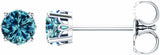 14K White Gold Natural Swiss Blue Topaz Scroll Setting® Stud Earrings