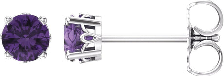 14K White Gold Natural Amethyst Scroll Setting® Stud Earrings