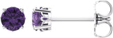 14K White Gold Natural Amethyst Scroll Setting® Stud Earrings