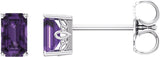 14K White Gold Natural Amethyst Earrings