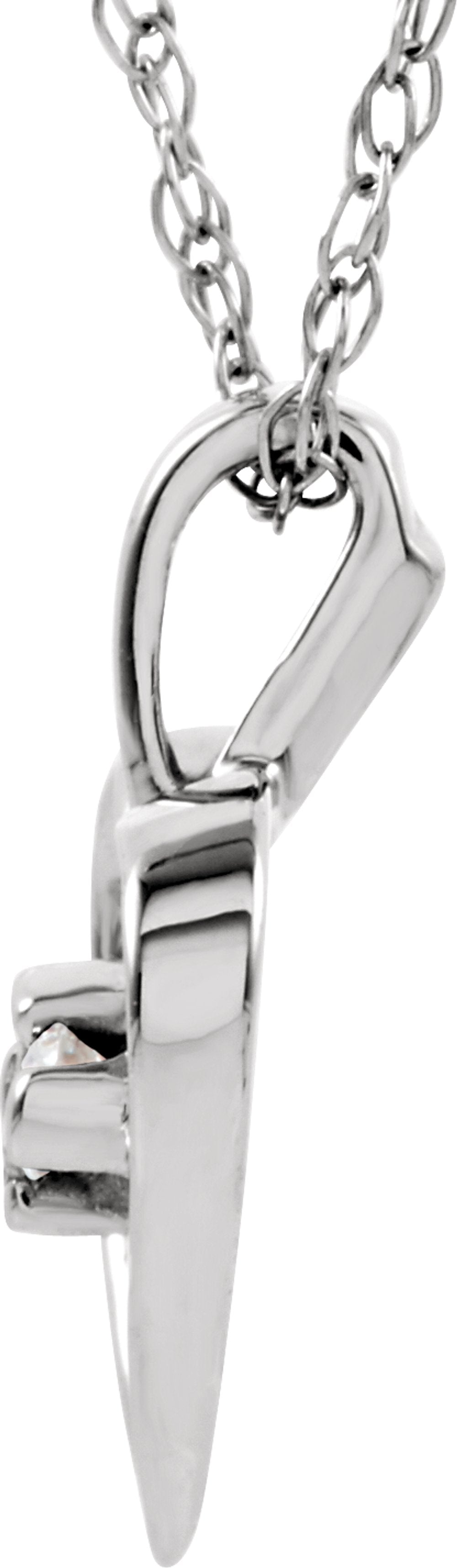 14K White Gold .03 CTW Natural Diamond Heart 18" Necklace