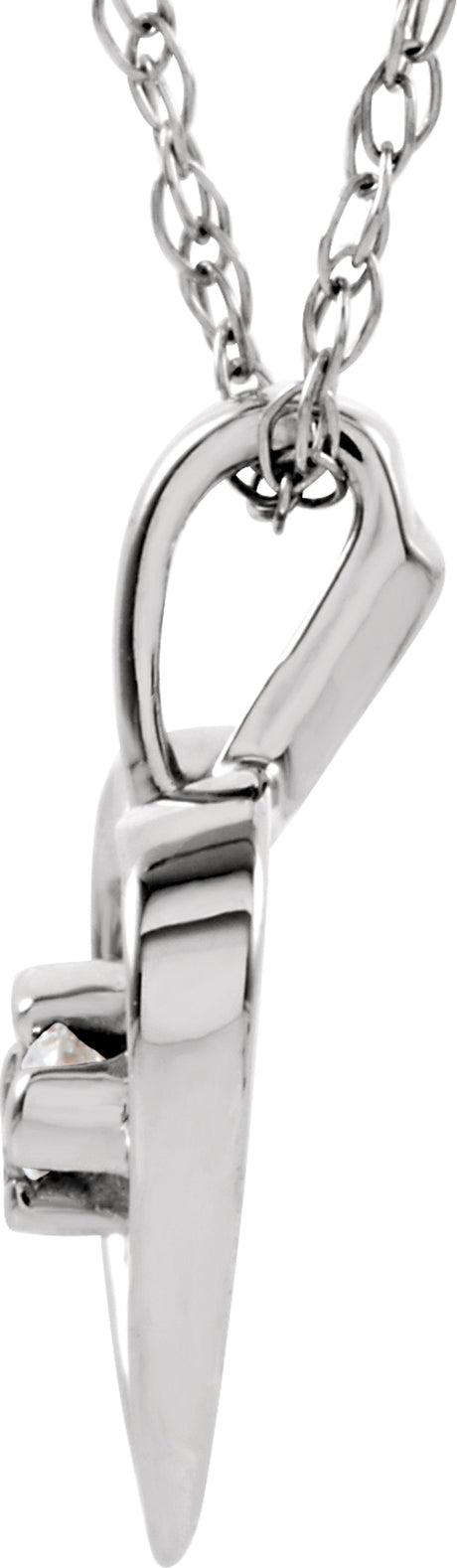 14K White Gold .03 CTW Natural Diamond Heart 18" Necklace