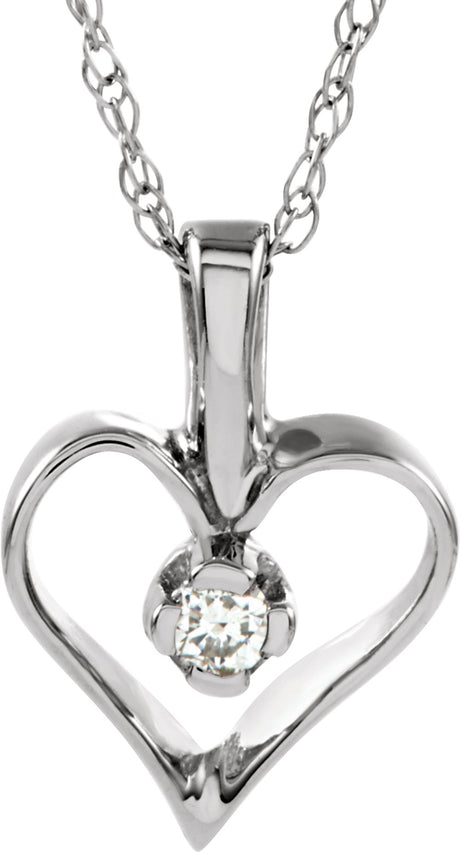 14K White .03 CTW Natural Diamond Heart 18" Necklace