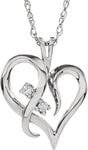 14K White .03 CTW Natural Diamond Heart 18" Necklace 