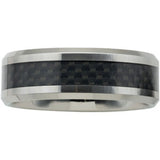 Tungsten 8 mm Beveled-Edge Band with Black Carbon Fiber Center