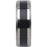 Tungsten 8 mm Beveled-Edge Band with Black Carbon Fiber Center