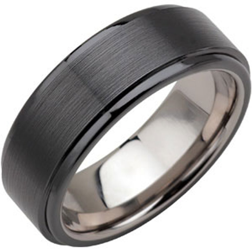 Tungsten & Ceramic Couture® 8 mm Ridged Band Size 7.5