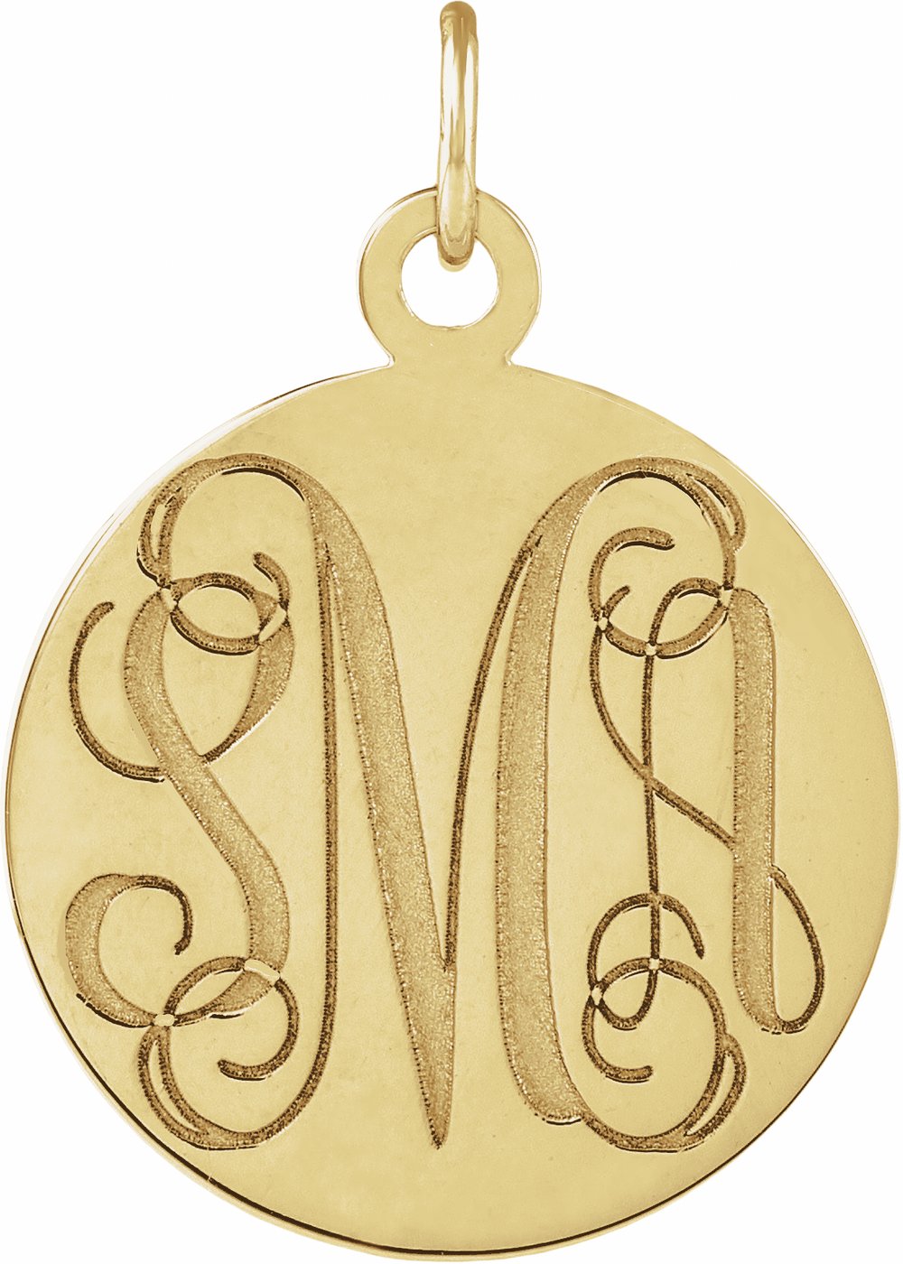 14K Yellow Gold Engravable Disc Pendant