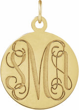 14K Yellow Gold Engravable Disc Pendant