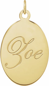 10K Yellow Gold Engravable Oval Disc Pendant