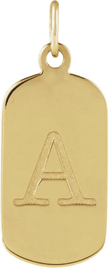 14K Yellow Gold Engravable Dog Tag Pendant