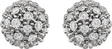 14K White Gold 1/2 CTW Natural Diamond Cluster Earrings