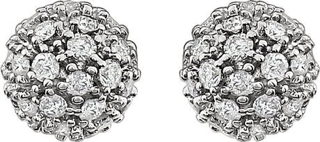 14K White Gold 1/2 CTW Natural Diamond Cluster Earrings