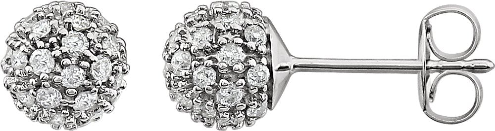 14K White Gold 1/2 CTW Natural Diamond Cluster Earrings