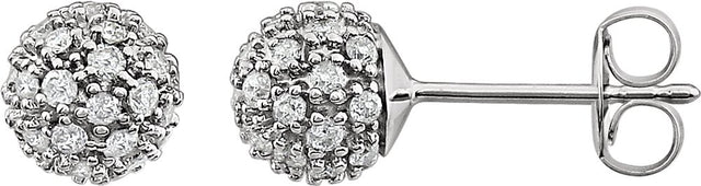 14K White Gold 1/2 CTW Natural Diamond Cluster Earrings